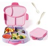 Kids Bento Lunch Box, Toast Shaped 4-Compartment 31OZ Container with