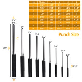 LFSEMINI Pin Punch Set, 22pcs Removing Repair Tools, Including Universal Block, Brass Pin Punches, Steel Pin Punches and Hammer
