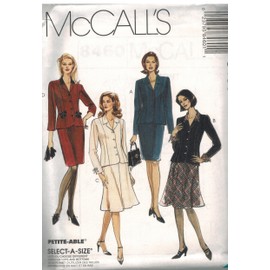 Misses Lined Jacket Straight or Flared Skirt Sewing Pattern Sleeve Variations McCall 8460 (10-12-14)
