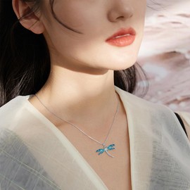 MONGAS Dragonfly Necklace Sterling Silver Dragonfly Pendant Christmas Jewelry for Women Dragonfly Lovers