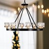 SYGELER Matte Black + Gold Wagon Wheel Chandelier Farmhouse Crystal