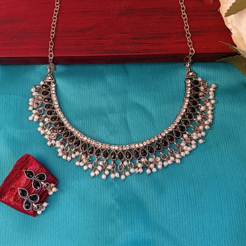 Efulgenz Conjunto de gargantilla, collar y pendientes de gota de