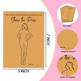 Bridal Shower Game - Guess the Dress Cards Games - Unique Wedding Shower Games Ideas - Fun Wedding Party Favor Decor - Engagement/Bachelorette Party Games Supplies & Activities - 30 Game Cards(D01)