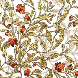VOLEAAR Leaves Wallpaper Peel and Stick Floral Contact Paper Boho Removable Wall Paper for Countertop Cabinet Renter Friendly White Yellow Gold 17.5In x 32.8Ft