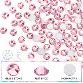 Novani Crystal Rhinestones, Flatback Loose Gemstones 1440pcs Glass Rhinestones for Clothes Shoes Crafts Makeup Nail Art and DIY Decorations(SS6, Pink)