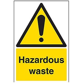 V Safety Hazardous Waste Warning Sign - 200mm x 300mm - 1mm Rigid Plastic