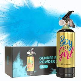 Blue Baby Gender Reveal Fire Extinguisher Smoke Bombs Powder Cannon Gold | 1 Blue | Fireworks Alternative | Biodegradable | Decorations for Photoshoots, Celebrations, Parties | TUR Party Supplies