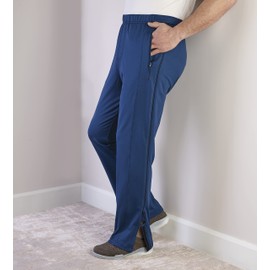 Men’s Side Zip Adaptive Fleece Tearaway Pants for Seniors - Black XL