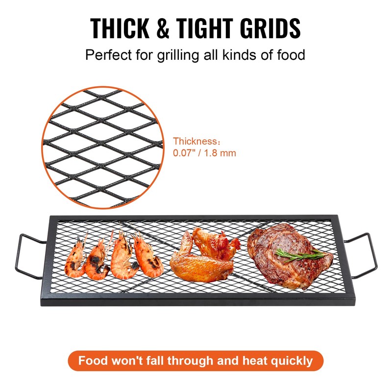 Happybuy X-Marks Fire Pit Grill Grate, Rectangle Cooking Grate, Heavy