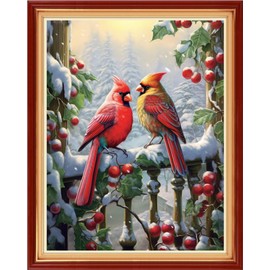 Redxing Stamped Cross Stitch Kits Embroidery kit for Beginners Adults Full Range of Embroidery Patterns Starter Kits DIY Printed Cross Stitch Kits Needlepoint Kits 11CT-Bird Snow Scenery 16x20 inch