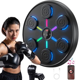 ZWOTNDT Music Boxing Machine with Boxing Gloves, Boxing Machine Wall Mounted Music, Wall Boxing Machine Trainer with 9 Modes, Smart Display Screen, LED Lights, Music Boxing Machine for Adults (Black)