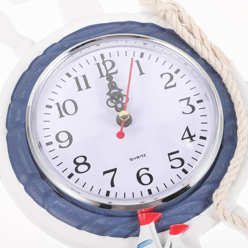 WINOMO Beach Themed Decor: Anchor Clock Mediterranean Style Beach Sea