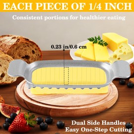 najdeiuyt Butter Slicer, Stainless Steel Butter Cutter Slicer Single Stick, 1/4 Inch Slices Butters Cutter for Block Cheese, Butter Squares, Soft Fruits, Kitchen Food Tool Dishwasher Safe