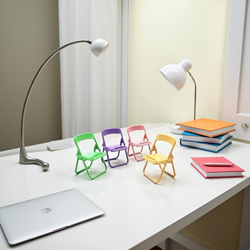 4Pcs Foldable Mini Chairs - Cute Tiny Folding Phone Holders,