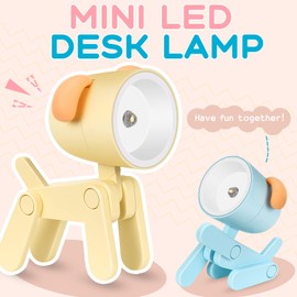 Alftek Cute lamp Night Light Kids Cartoon Mini DIY Cute Dog LED Desk Lamp Portable Adjustable Night Light Eye-Protection for Home Office College Dorm Room Girls Boys Decor Gift (Blue Pink Yellow)