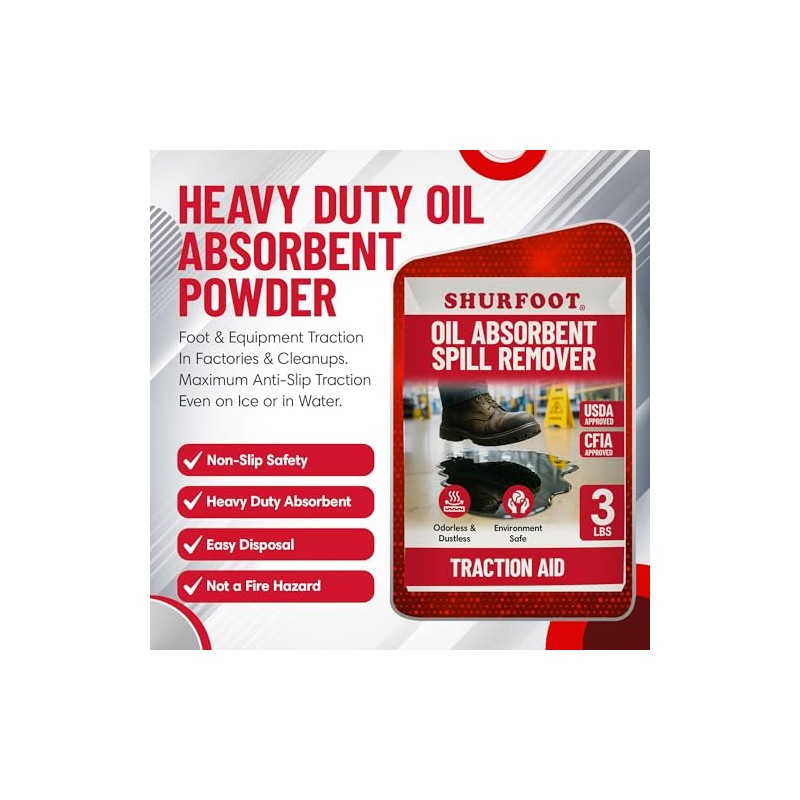 SHURFOOT 3lb Non-Slip Oil Absorbent - Provides Ice Traction &