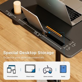 JYLH JOYSEEKER Mobile Standing Desk, 28 inch Rolling Standing Laptop Desk with Cup Holder, Mobile Desk Workstation with Wheels, Portable Computer Desk Cart with Hook for Home Office, Black