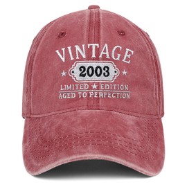 21st Birthday Gifts for Her Him Vintage 2003 Hats Turning 21 Gift Ideas for Men Women Black Hat (Red)