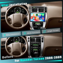 2+64G Android 15 Car Stereo for Hyundai Tucson 2006-2009,9 inch Touch Screen Radio Wireless Apple CarPlay Android Auto DSP 5G WiFi Bluetooth GPS FM RDS+Free AHD Backup Cam