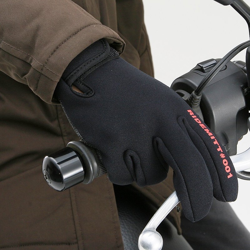 Daytona 67980 Ridemit Motorcycle Gloves, Black, #001 Neoprene Sharkskin, L