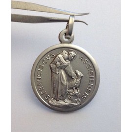I G J 925 Sterling Silver Saint Francis from Assisi with the Wolf Medal - Patron of Europe