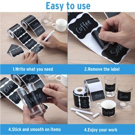 MOTYAWN Chalkboard Labels Sticker - 158 Pcs Waterproof Blackboard Reusable Sticker Label with 1 Free Erasable Chalk Pen, Removable Sticker for Mason Jars, Store and Decoration