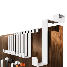 4smile Door Hooks Inside Made of Stainless Steel, Set of 10 in White - Flexible Door Hooks for Hanging, Robust Coat Hooks Door - Door Coat Rack Back with High Load Capacity, Towel Holder Door Inside