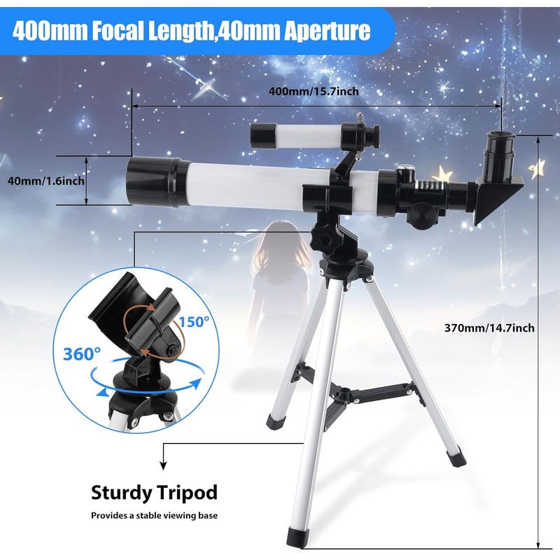 Telescope for Kids & Beginners 40mm Aperture 400mm AZ Mount