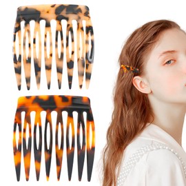 ASUNFO 2 Pcs French Side Hair Combs for Women Bun Small Twist Hair Decorative Hair Comb for Buns and Updos