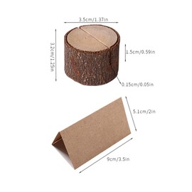YUEMING 10Pcs Place Card Holders, Rustic Wood Table Card Holder, Number Stand with 10 Kraft Paper Wooden Menu Holder Place Name Memo Card Holder for Wedding Decorations and Party