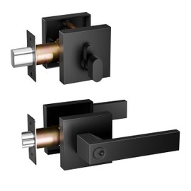 HENYIN Heavy Duty Door Lever Keyed Entry Door Lock Set/with Deadbolt and Door Lever, Door Knob Hardware Wave Handle and Closet Lockset(A8011F)