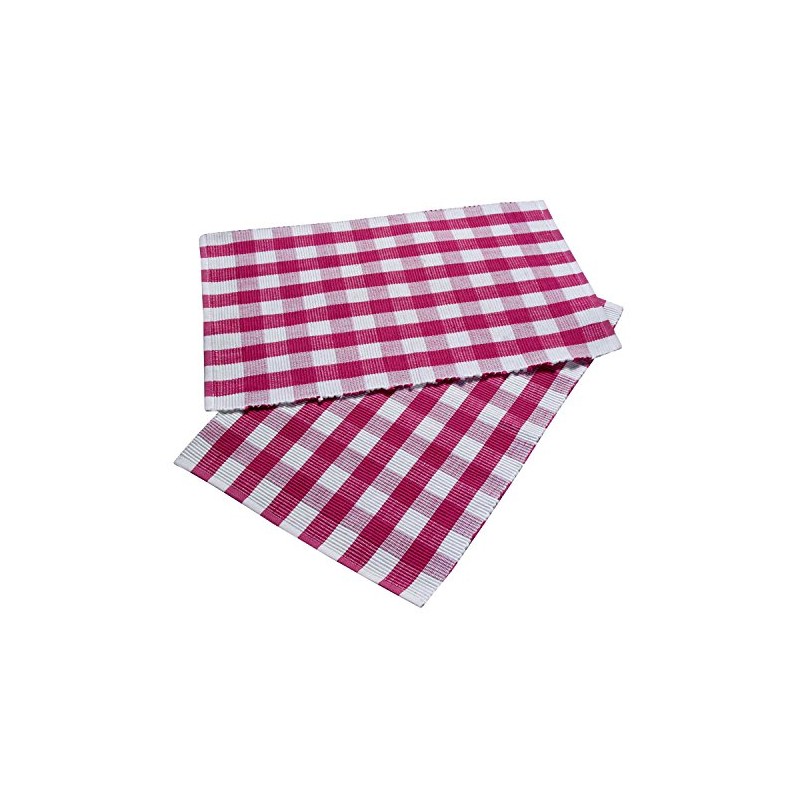 HOMESCAPES Set of 2 Pink Gingham Placemats Block Check Pattern
