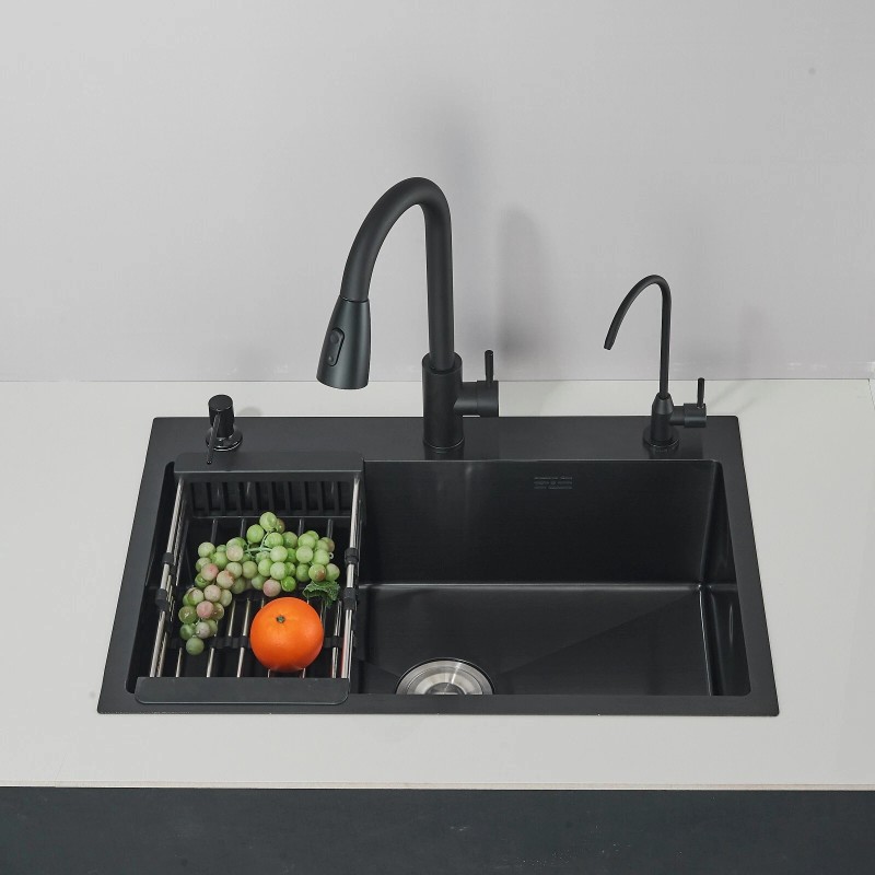mvmhome Black Kitchen Sink Single Bowl Stainless Steel Sink with