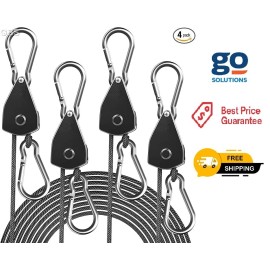 STAYGROW 4-Pack 1/8" Adjustable Rope Hanger, Heavy Duty Ratchet Tie down Strap