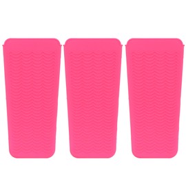 3Pcs Silicone Insulation Cover Heat Resistant Pouch for Hair Straightener Curling Iron Pink