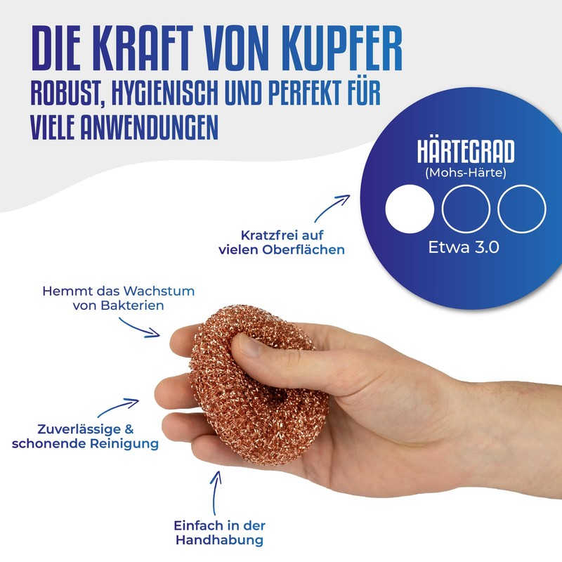 FUSL Copper Sponge Scratch-Free Pack of 3 - Antibacterial Cleaning