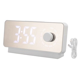 Digital Alarm Clock Rechargeable LED Mirror Alarm Clock -10°C‑50°C Temperature Countdown Clock for Bedroom Office Kitchen Car