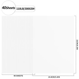 300gsm White Cardstock - 40 Sheets A5 Size Cardboard Paper Cover Card Stock 110lb Heavyweight Paper Thick Paper for DIY Card Making,Invitations,Postcards,Business Cards PAC01WH040