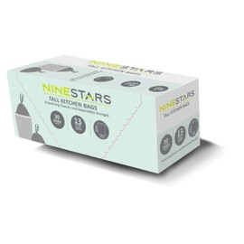 NINESTARS NSTB-13-30 Extra Strong White Trash Bag w/Drawstring Closure, 13 Gal. / 49 L., 30 count