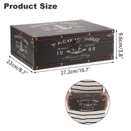 ELLDOO Vintage Treasure Chest Box, Wooden + PU Leather Storage Decorative Box for Jewelry Trinkets Photos, Rectangular Keepsakes Box for Kids Gifts