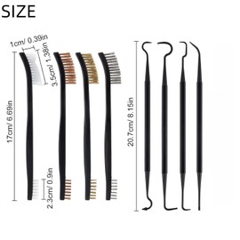 Flycppo Pack of 7 Wire Brushes, Small Cleaning Brush Set, Stainless Steel Brush, Small, Double-Sided Small Brush with 4 Double Ended Hooks for Kitchen, Bathroom, Corner