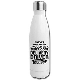 Funny Delivery Driver Gifts - Water Bottle For Men Women New Job Appreciation 17 fl oz Double Wall Vacuum Insulated Bottle White
