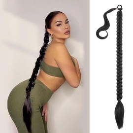 Mebeli Braided Ponytail Extension, Braid Extensions Long Braided Ponytail Extension for Black Women With Hair Tie,Straight Wrap with Braid Ponytail Extension Synthetic Hair Pieces 30 Inch 2#. ……