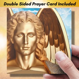 Archangel Gabriel Sigil from The Ancient Book of King Solomon - St Gabriel Necklace - Blessings Prayer Included - Angel Wing Pendant - Miraculous Medal - Guardian Amulet - Sky Blue Crystal