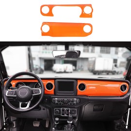 SQQP ABS Dashboard Decorative Cover, Center Console Control Trim Panel Cover for 2018-2021 Jeep Wrangler JL JLU & Jeep Gladiator JT(Orange)