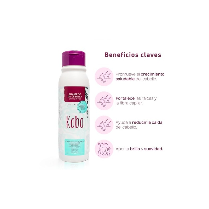 Kaba Shampoo Anti Caida Cabello Cebolla Roja Estimula Crecimiento Clinicamente