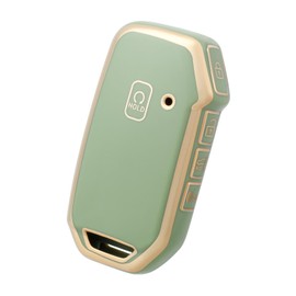 OFF WE GO for Kia Key Fob Cover, TPU Protector Key Fob Case Shell for Kia Ceed Cerato Forte NIRO Seltos Sorento Soul Sportage Telluride Smart Keyless Remote Key (Gold Green)