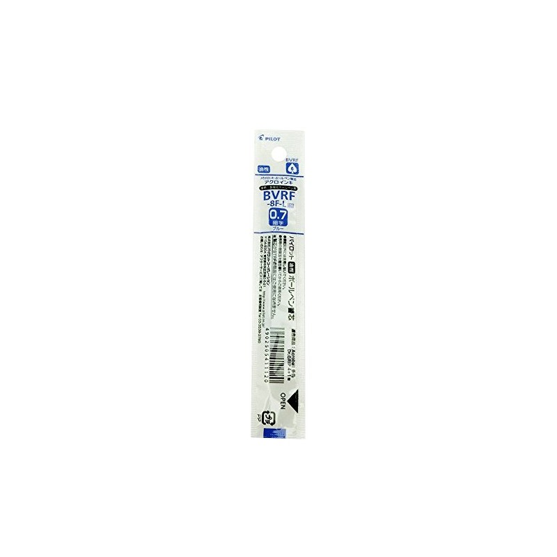 Pilot Ballpoint Pen Refill, BVRF-8F-L, 0.7mm, 10 Pieces, Blue