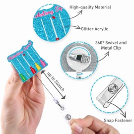 6 Pcs Phlebotomy Badge Reels, Retractable Funny Pink Glitter ID Badge Holder with Metal Clip, Phlebotomy Essentials and Phlebotomist Gifts