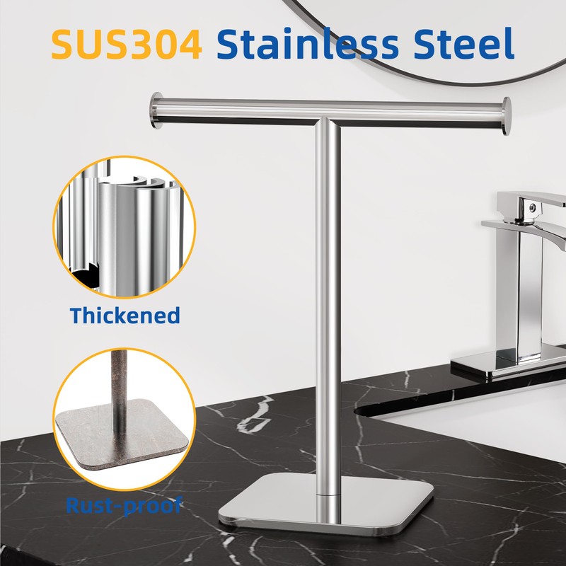 RUACQ T-Shape Hand Towel Holder Stand, 12inch Weighted Base Towel